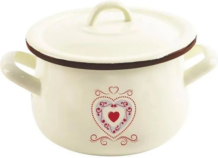 Zománcozott Acél Fazék Főzőfedéllel Hagyományos 16 CM 2,3L