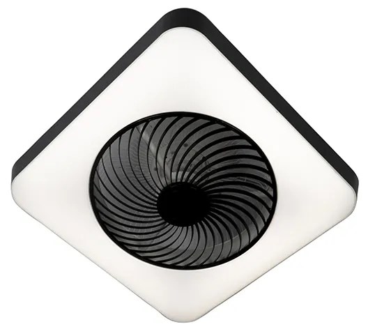 Négyszögletes fekete mennyezeti ventilátor, dimmelhető LED-del - Climo