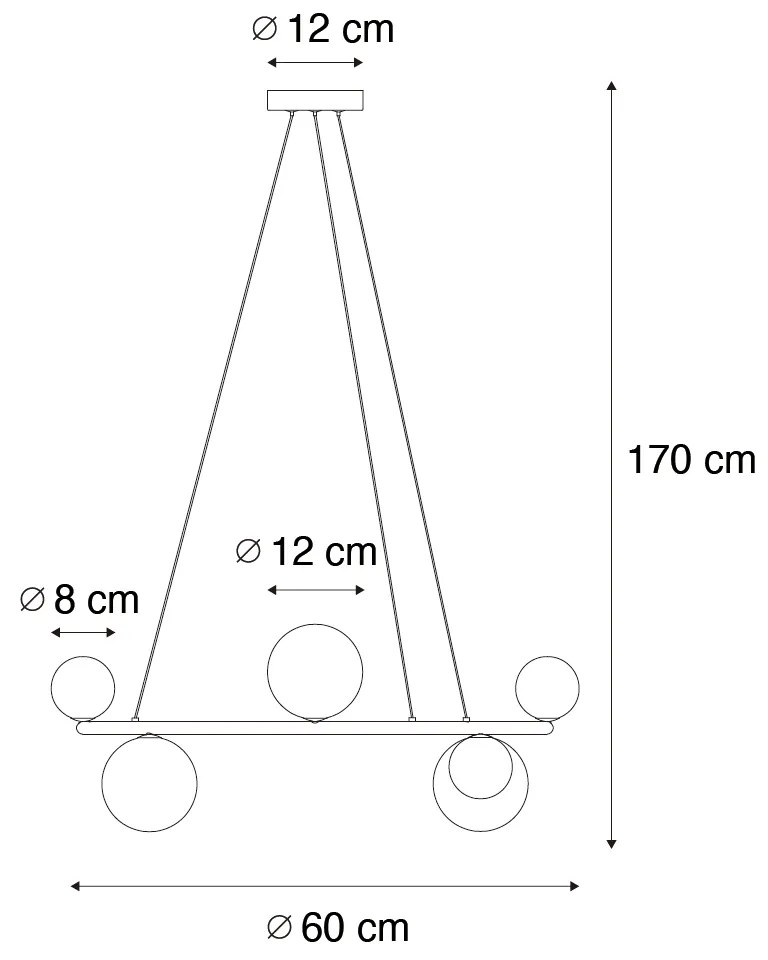Fekete függőlámpa füstüveggel, kerek, 8-as - Monaco