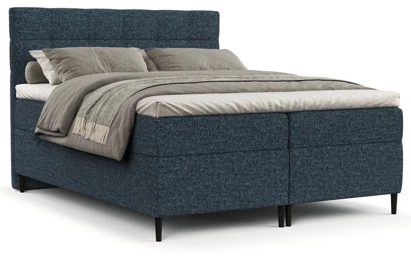 Sötétkék ágyneműtartós boxspring ágy 160x200 cm Urbaneo – Maison de Rêve