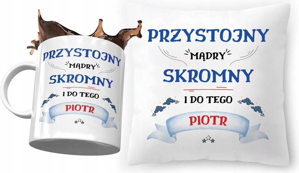 Péter párna ajándék bögre szett fényképes nyomtatással