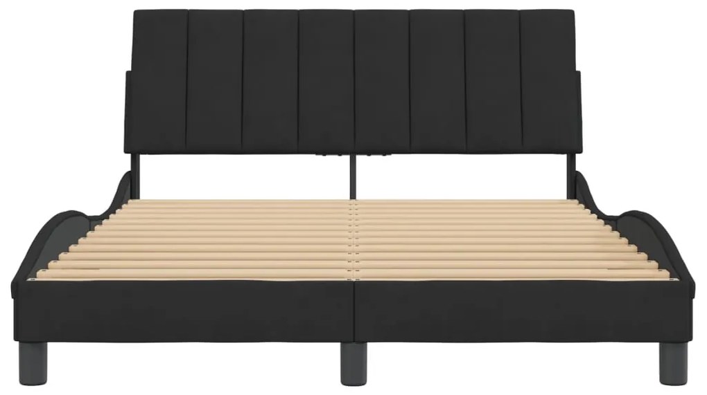 fekete bársony ágykeret matrac nélkül Hanko 140 x 190 cm