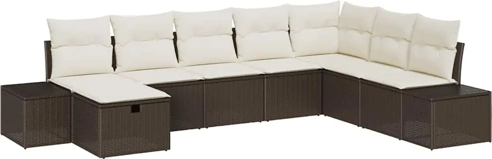 vidaXL Kerti Kanapé Szett párnával 8 pcs Barna Poli rattan