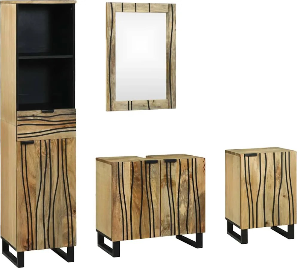 vidaXL Fürdőszoba bútor szett fiókkal polcokkal 4 pcs Barna Faanyag