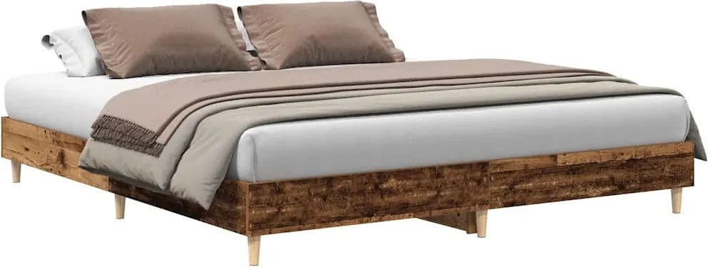 vidaXL antik fa szerelt fa ágykeret matrac nélkül 180x200 cm