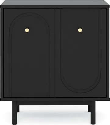 Komód 2 ajtós fekete színben arany fogantyúkkal – MAZOMA