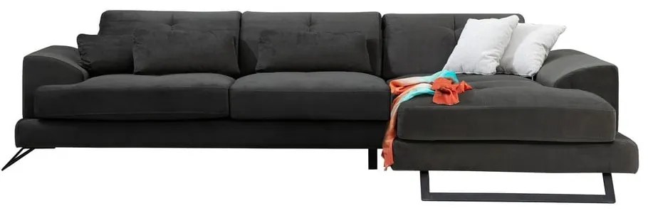 Sötétszürke sarokkanapé (jobb oldali) Frido – Balcab Home