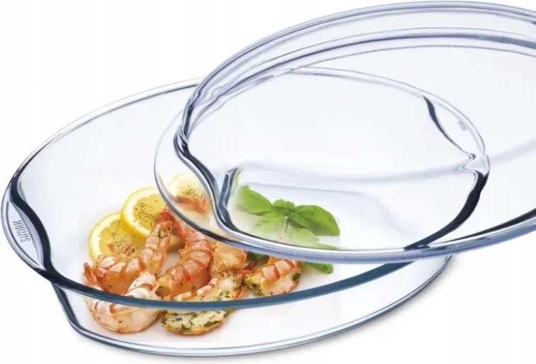 Simax hőálló ovális sütőtál fedővel 2,5 1,9 l fedővel
