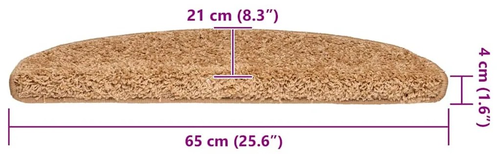 20 db bézs színű, félkör alakú lépcsőszőnyeg 65 x 21 x 4 cm, nagy