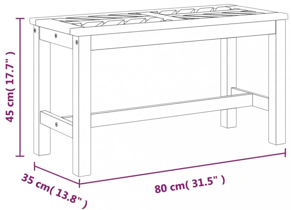 tömör akácfa kerti pad 80 cm