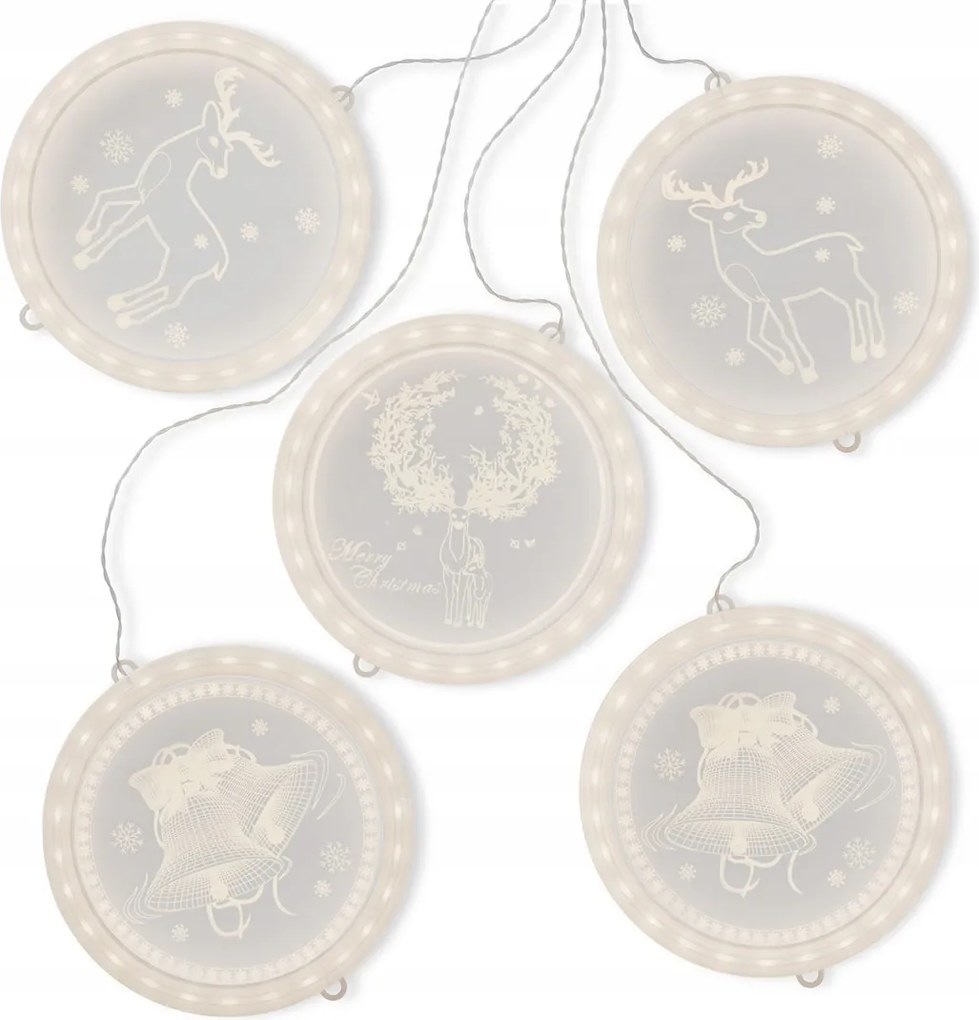 Led ablakvilágítás-szett Reindeers Mess kerek fehér