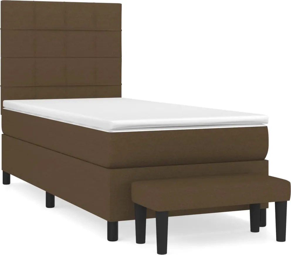 vidaXL sötétbarna szövet rugós ágy matraccal 80 x 200 cm