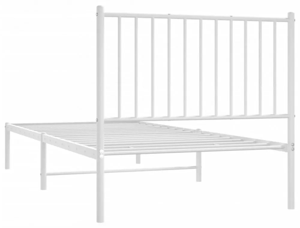 fehér fém ágykeret fejtámlával 90x200 cm