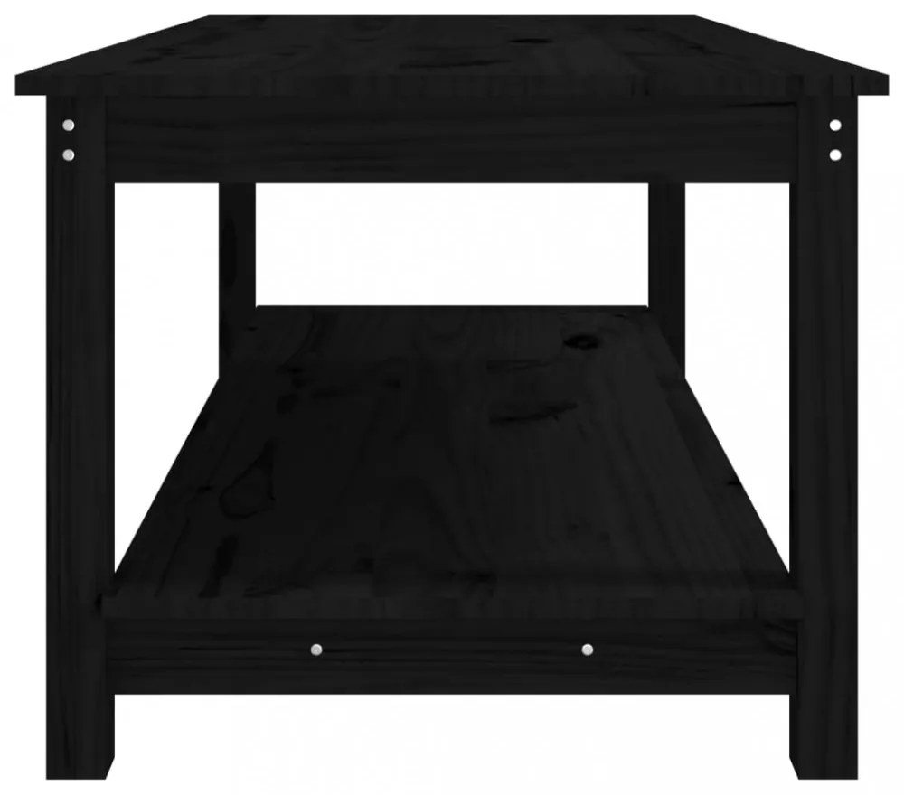 fekete tömör fenyőfa dohányzóasztal 110 x 55 x 45 cm
