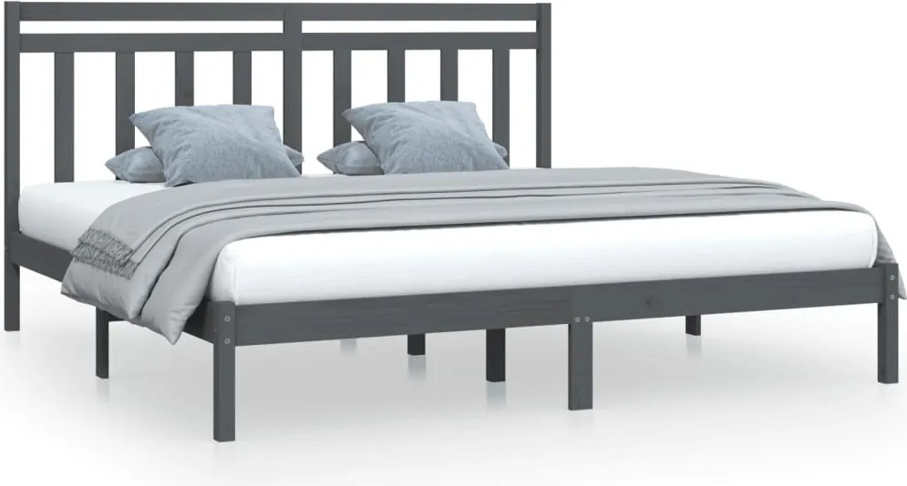 vidaXL szürke tömör fa ágykeret 200 x 200 cm