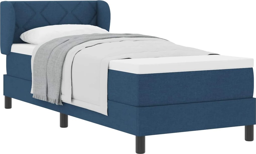 vidaXL Boxrugós ágy matracmal fejtámlával Kék 80 x 200 cm szövet