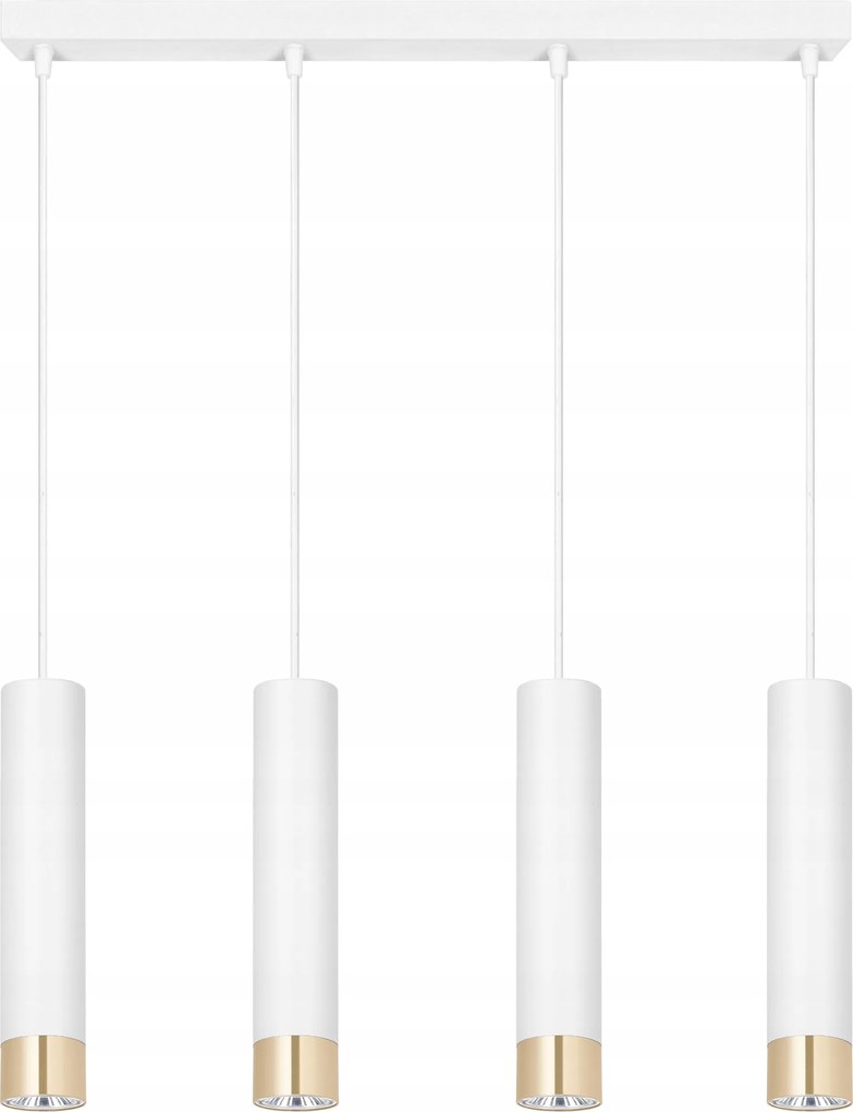 Függő lámpa Mennyezeti csillár Tubus Fehér Arany Fém Led Loft GU10