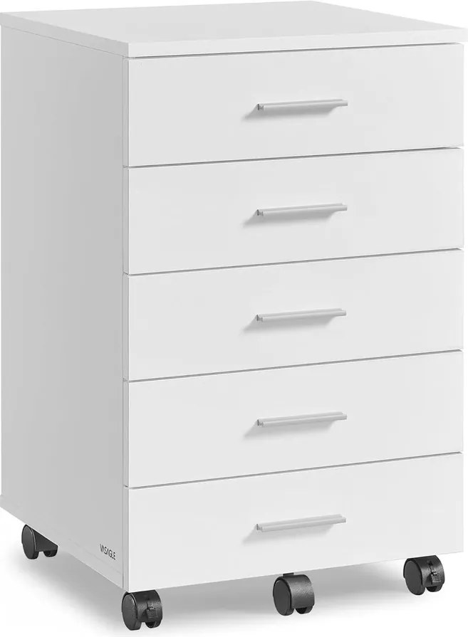 VASAGLE gurulós iratszekrény, kerekes fiókos szekrény, felhőfehér