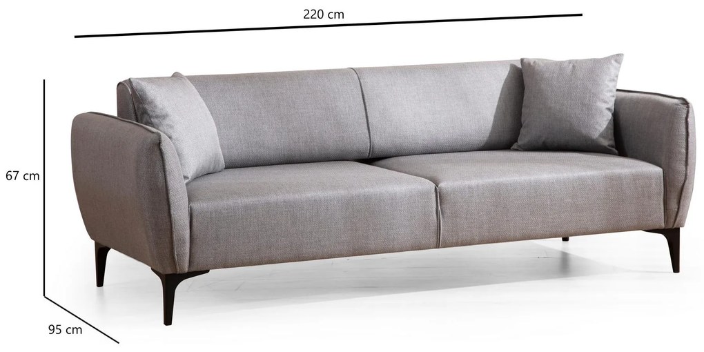 Háromszemélyes kanapé Belasemma (szürke + fekete). 1106670