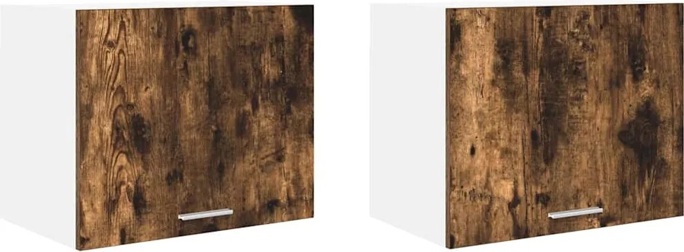 vidaXL Függő szekrény 2 pcs Füstölt tölgy és fehér 50 x 31 x 40 cm