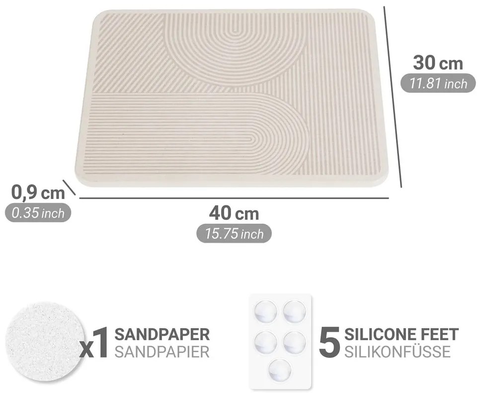 Bézs kovaföld edénycsepegtető alátét 40x30 cm Damon – Wenko