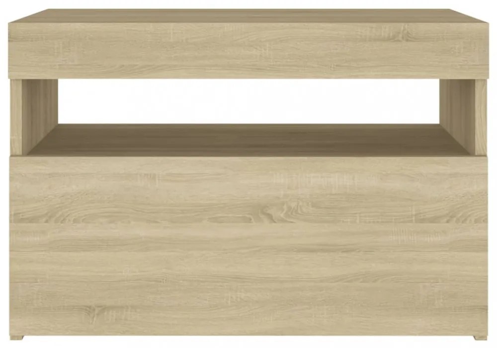 sonoma tölgyszínű éjjeliszekrény LED-lámpákkal 60x35x40 cm