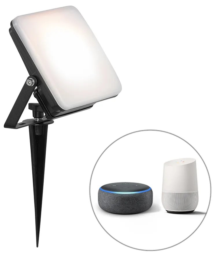 Okos reflektor fekete 14,5 cm LED-del IP65 talpnyújtással - Ruud