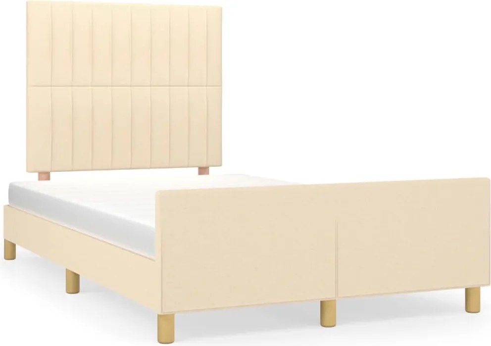 vidaXL krémszínű szövet ágykeret matrac nélkül 120x200 cm