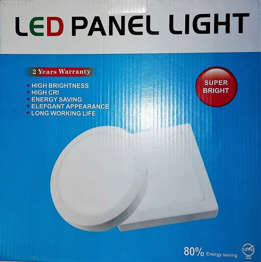 LED Panel, 24W Fehér 2160 Lumen Kör vagy Négyzet meleg vagy hideg szín Választható