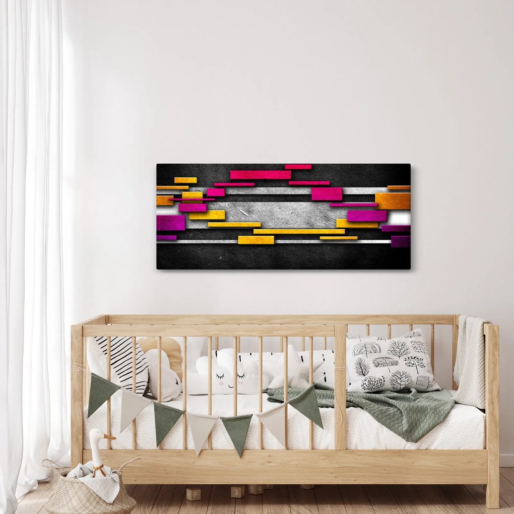 Egy kép a színes absztrakció fekete alapon (120x50 cm)
