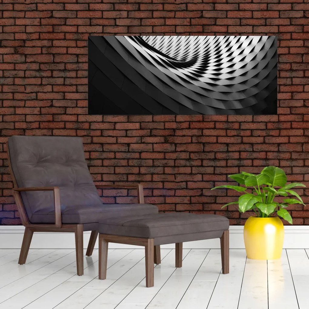 Absztrakt kép - fekete-fehér spirál (120x50 cm)