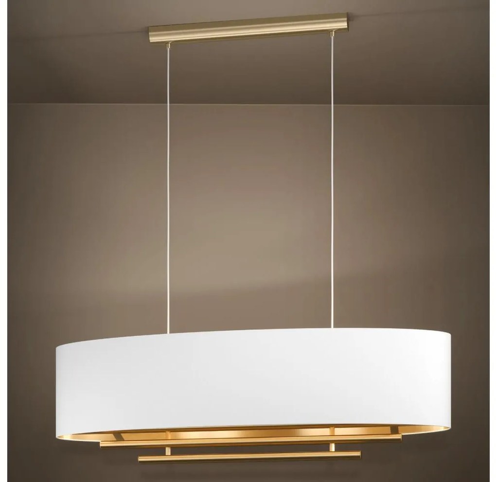 Eglo 390182 - Csillár zsinóron PINETARA 4xE27/40W/230V fehér/arany