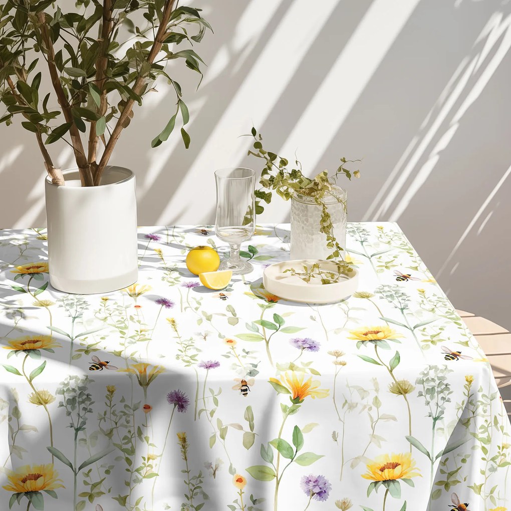 Goldea szögletes teflonos asztalterítő - réti világ 120 x 180 cm