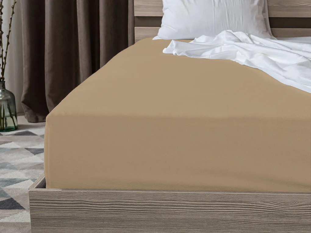 Jersey bézs lepedő EXCLUSIVE 160 x 200 cm