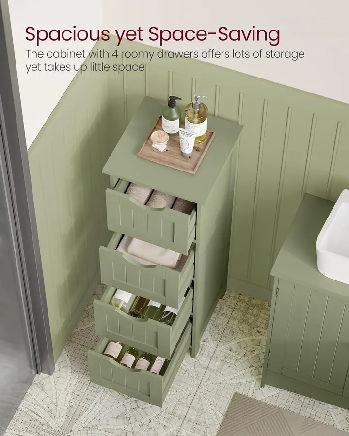 Fürdőszobai álló tárolószekrény 30x30x82 cm, babérzöld