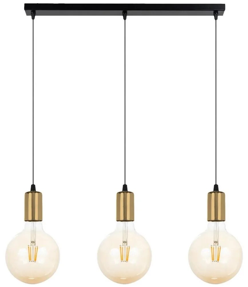 Csillár zsinóron MIROS 3xE27/60W/230V fekete/arany