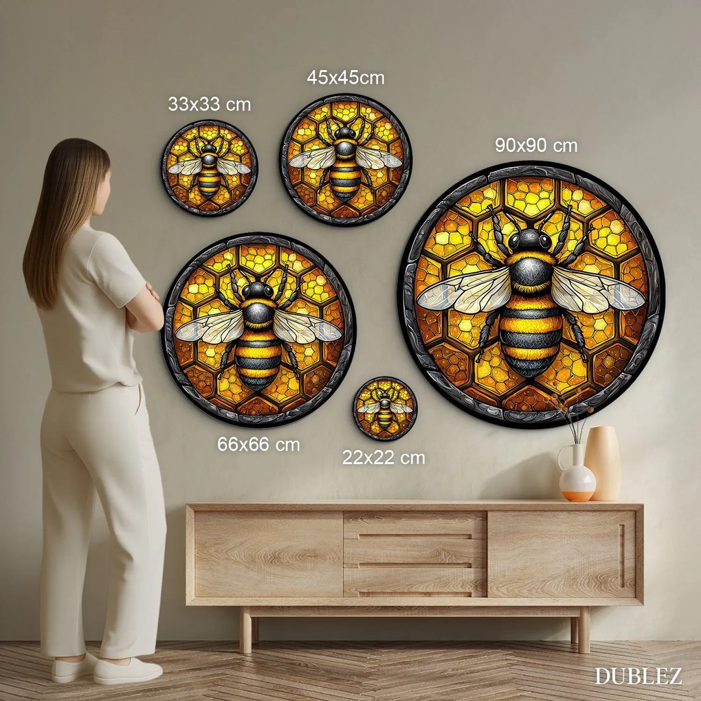 DUBLEZ | Fából készült falikép – Méh a lépen