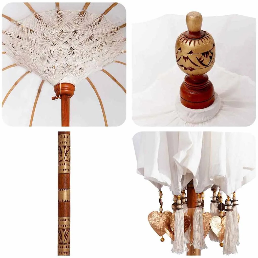 Balinéz Napernyő Krém 210-220 cm Pamut, tömör fa