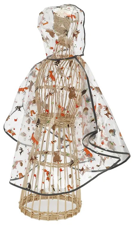 Átlátszó gyerek poncsó, erdei állatok mintával