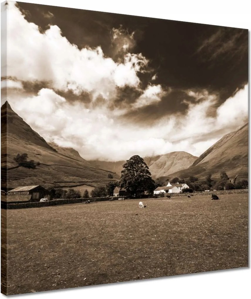 Vászonkép 40x40 Ír táj Szépia