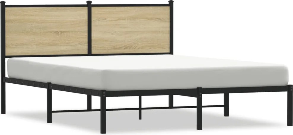 vidaXL sonoma tölgy színű fém ágykeret matrac nélkül 140 x 190 cm