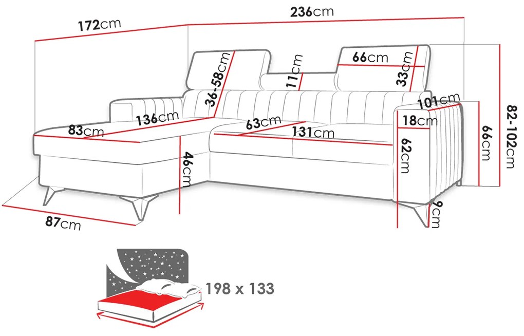 Sarokkanapé Laviosuna Premium (sötétszürke) (tárolóhellyel) (B). 1105142