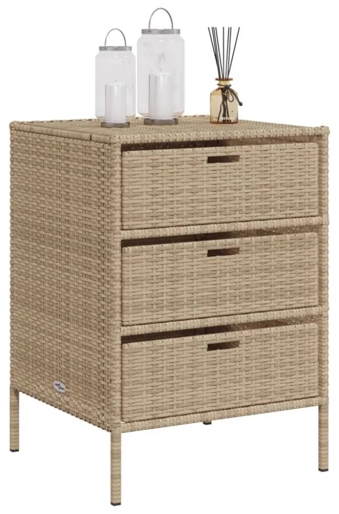 bézs polyrattan kerti tárolószekrény 55 x 59 x 80 cm