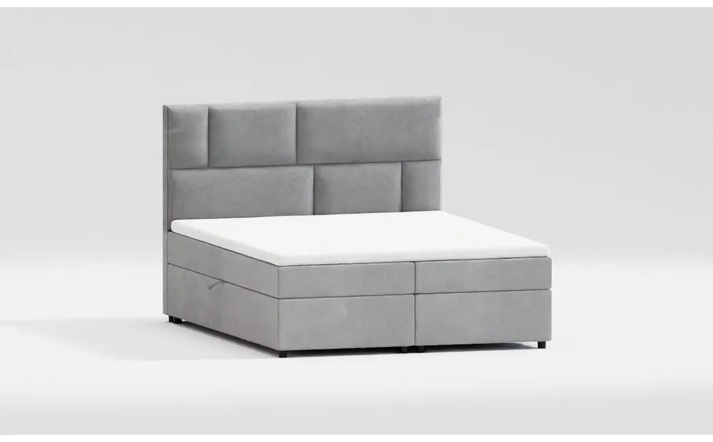 Világosszürke ágyneműtartós boxspring ágy 160x200 cm Lola – Ropez