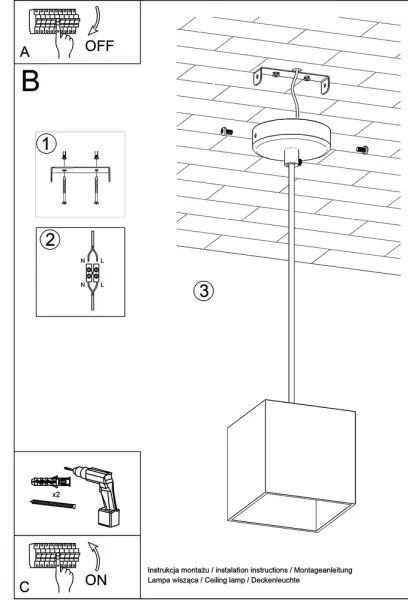Csillár zsinóron QUAD 1 1xGU10/40W/230V szürke