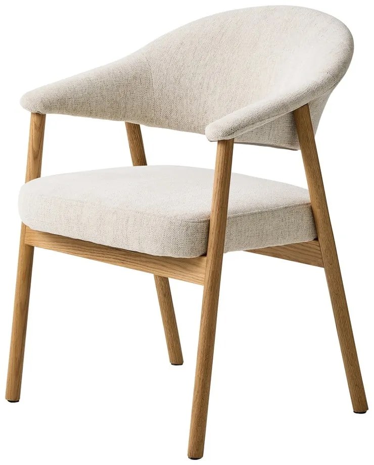 Krémszínű tölgyfa karfás étkezőfotel szett 2 db-os Elk – Unique Furniture