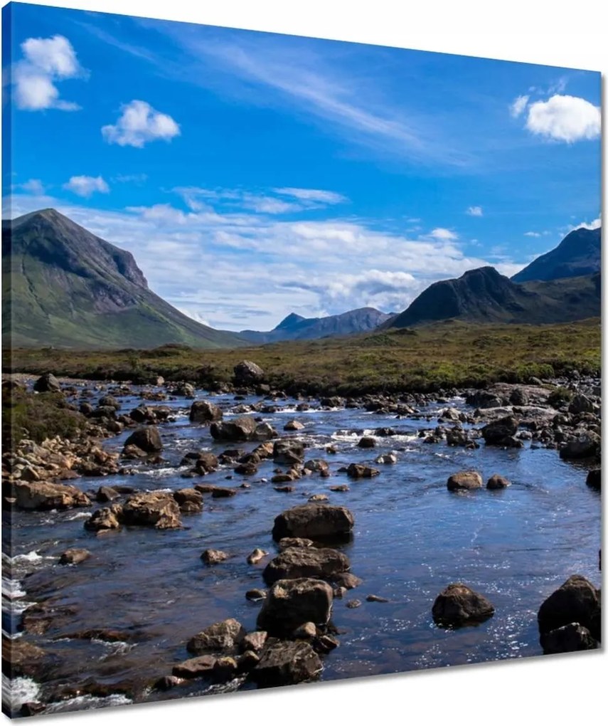 Vászonkép 60x60 Kő folyó Hegyek