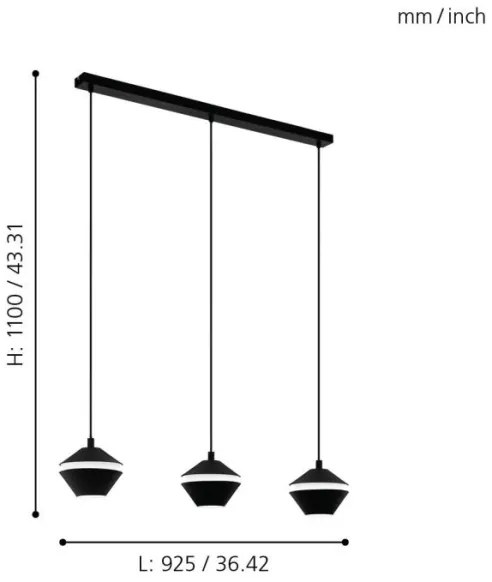 Eglo 98682 - LED Csillár zsinóron PERPIGO 3xGU10/5W/230V