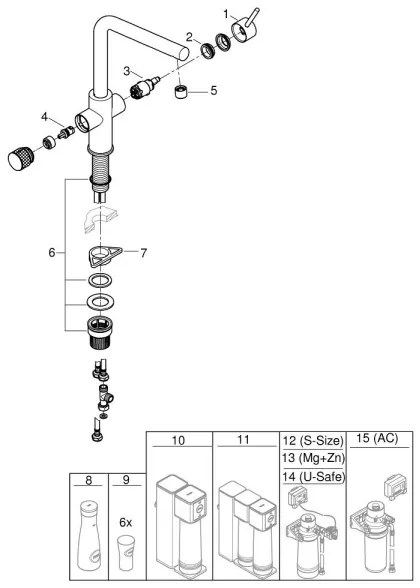 GROHE 30600000 - BLUE PURE L-kifolyós konyhai csaptelep, fényes króm