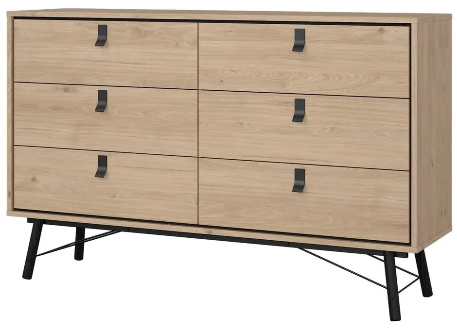 Natúr színű alacsony komód tölgyfa dekorral 153x95 cm Ry – Tvilum